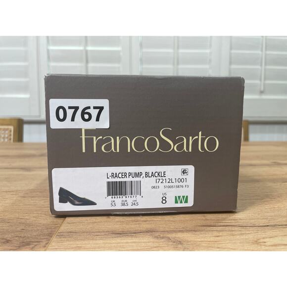 Franco Sarto Racer Pump Black Leather Size 8 Wide NIB Timeless Dressy Shoes - Picture 13 of 14